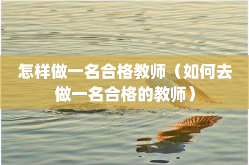 怎样做一名合格教师（如何去做一名合格的教师）