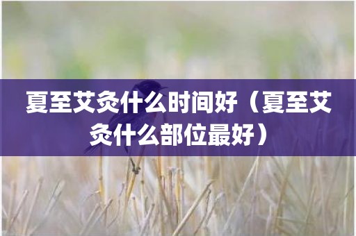 夏至艾灸什么时间好(夏至艾灸什么部位最好) 夏至艾灸什么时间好(夏至艾灸什么部位最好)