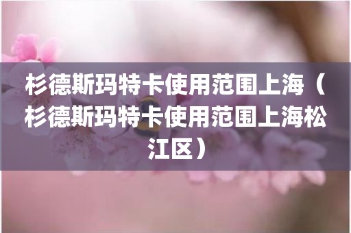 杉德斯玛特卡使用范围上海（杉德斯玛特卡使用范围上海松江区）
