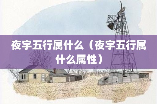 夜字五行属什么（夜字五行属什么属性）