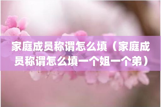 家庭成员称谓怎么填（家庭成员称谓怎么填一个姐一个弟）