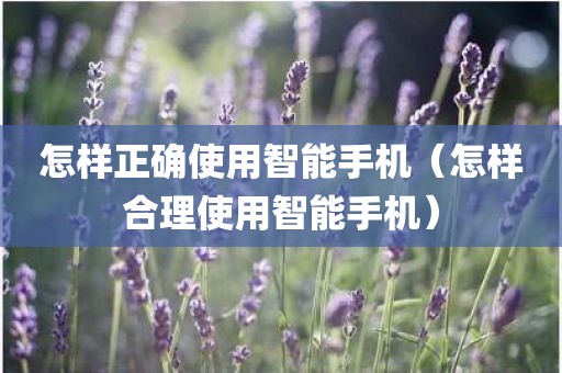 怎样正确使用智能手机（怎样合理使用智能手机）