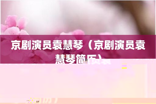 京剧演员袁慧琴（京剧演员袁慧琴简历）