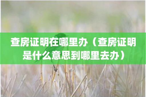 查房证明在哪里办（查房证明是什么意思到哪里去办）