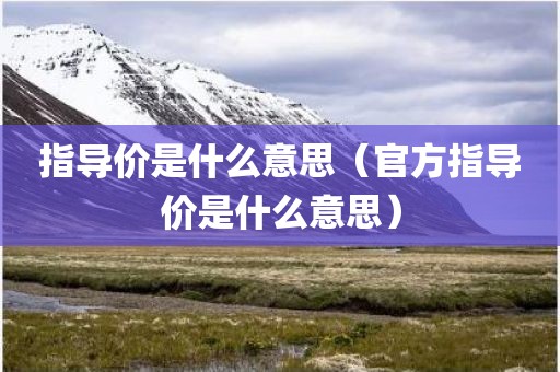 指导价是什么意思（官方指导价是什么意思）
