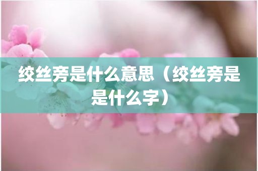 绞丝旁是什么意思（绞丝旁是是什么字）