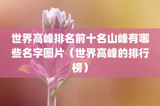 世界高峰排名前十名山峰有哪些名字图片（世界高峰的排行榜）