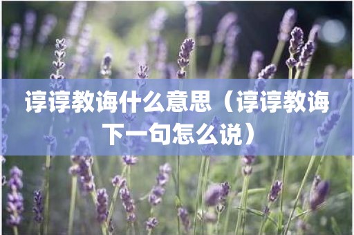 谆谆教诲什么意思（谆谆教诲下一句怎么说）