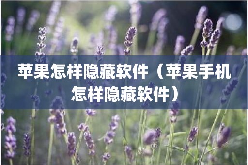 苹果怎样隐藏软件（苹果手机怎样隐藏软件）