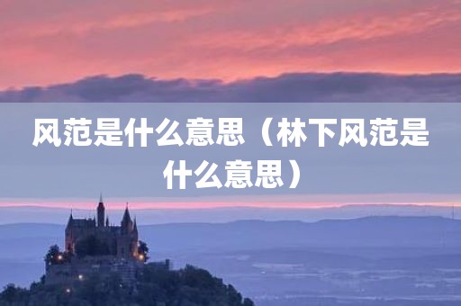 风范是什么意思（林下风范是什么意思）