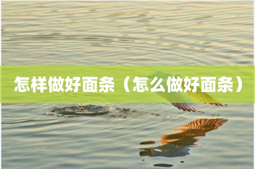 怎样做好面条（怎么做好面条）