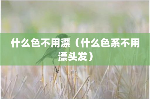 什么色不用漂（什么色系不用漂头发）