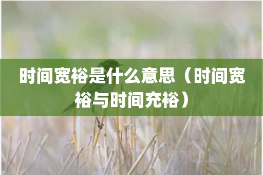时间宽裕是什么意思（时间宽裕与时间充裕）