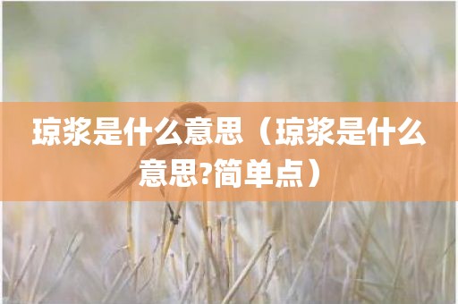 琼浆是什么意思（琼浆是什么意思?简单点）