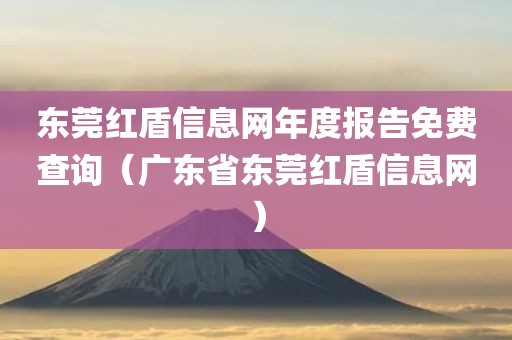 东莞红盾信息网年度报告免费查询（广东省东莞红盾信息网）