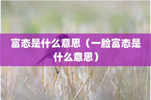 富态是什么意思（一脸富态是什么意思）