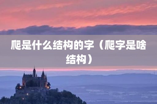 爬是什么结构的字（爬字是啥结构）