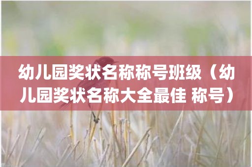 幼儿园奖状名称称号班级(幼儿园奖状名称大全最佳 称号)