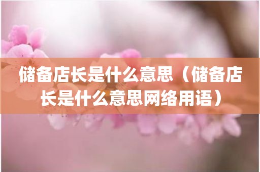 储备店长是什么意思（储备店长是什么意思网络用语）