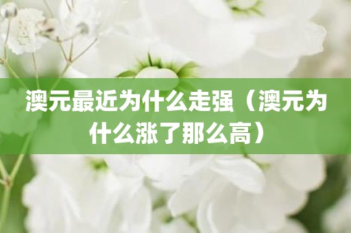 澳元最近为什么走强（澳元为什么涨了那么高）