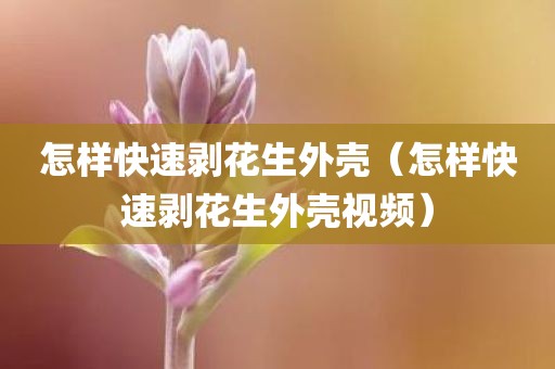 怎样快速剥花生外壳（怎样快速剥花生外壳视频）