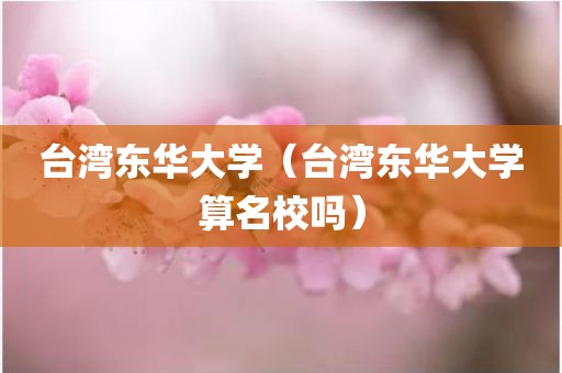 台湾东华大学（台湾东华大学算名校吗）