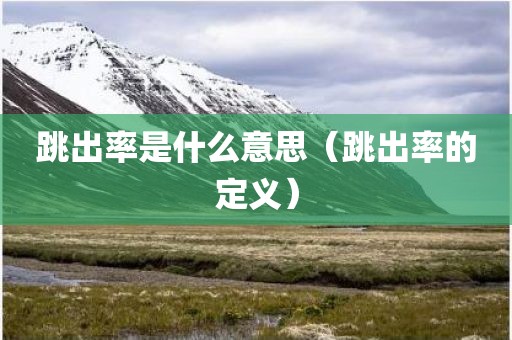 跳出率是什么意思（跳出率的定义）
