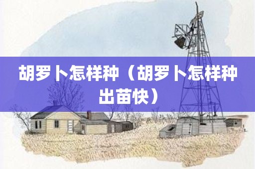 胡罗卜怎样种（胡罗卜怎样种出苗快）