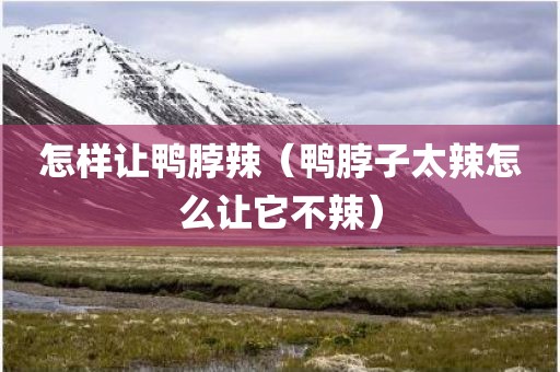 怎样让鸭脖辣（鸭脖子太辣怎么让它不辣）