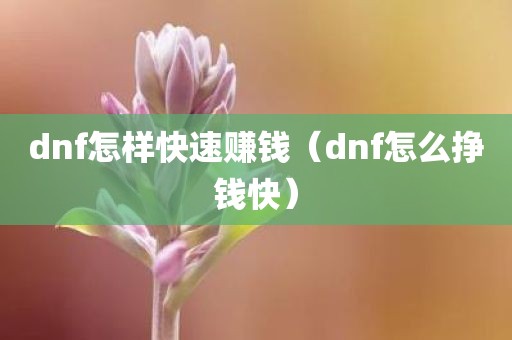 dnf怎样快速赚钱（dnf怎么挣钱快）
