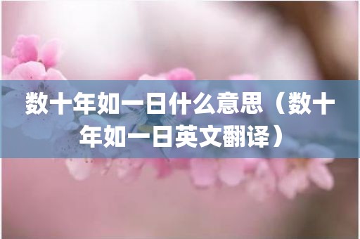 数十年如一日什么意思（数十年如一日英文翻译）