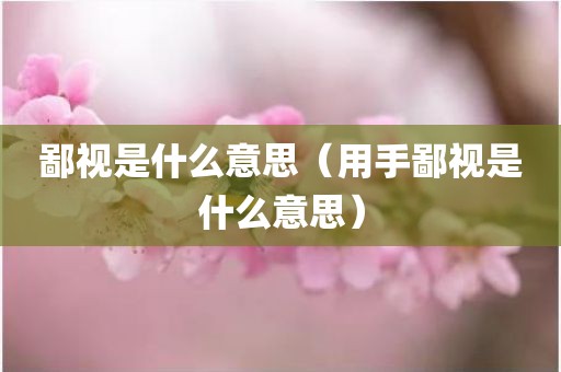 鄙视是什么意思（用手鄙视是什么意思）