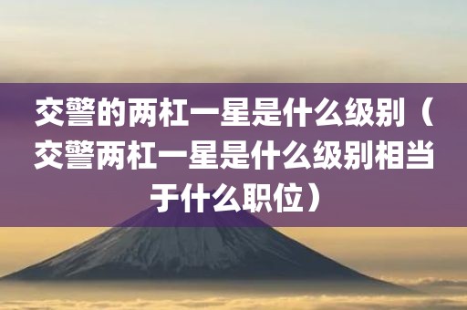 交警的两杠一星是什么级别（交警两杠一星是什么级别相当于什么职位）