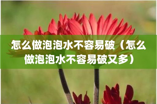 怎么做泡泡水不容易破（怎么做泡泡水不容易破又多）