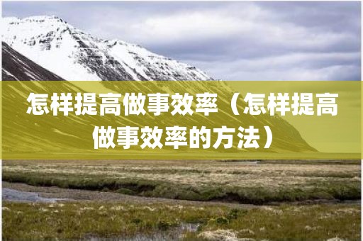 怎样提高做事效率（怎样提高做事效率的方法）