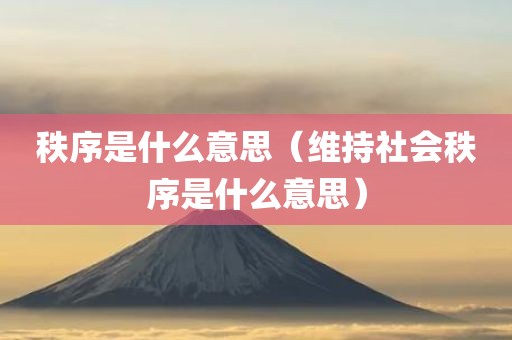 秩序是什么意思（维持社会秩序是什么意思）