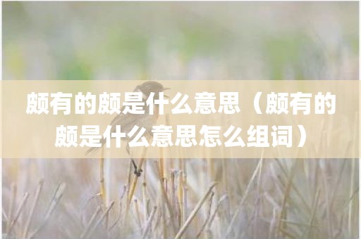 颇有的颇是什么意思（颇有的颇是什么意思怎么组词）