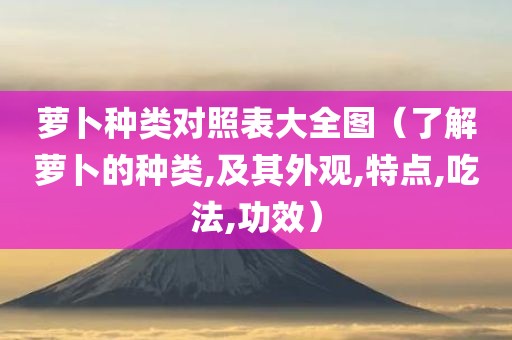 萝卜种类对照表大全图（了解萝卜的种类,及其外观,特点,吃法,功效）