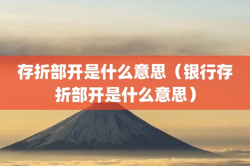存折部开是什么意思（银行存折部开是什么意思）