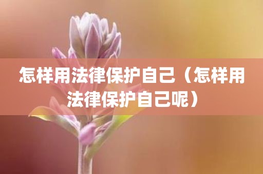 怎样用法律保护自己（怎样用法律保护自己呢）