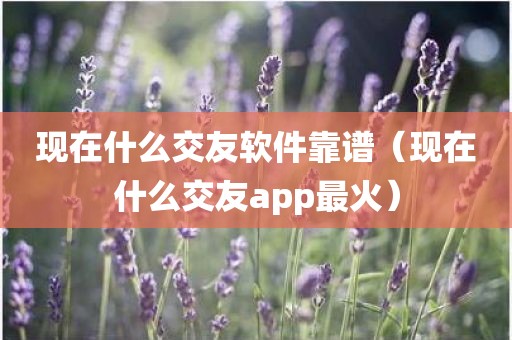 现在什么交友软件靠谱（现在什么交友app最火）