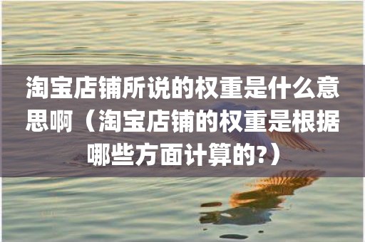 淘宝店铺所说的权重是什么意思啊（淘宝店铺的权重是根据哪些方面计算的?）