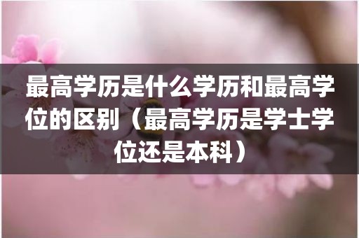 最高学历是什么学历和最高学位的区别(最高学历是学士学位还是本科)