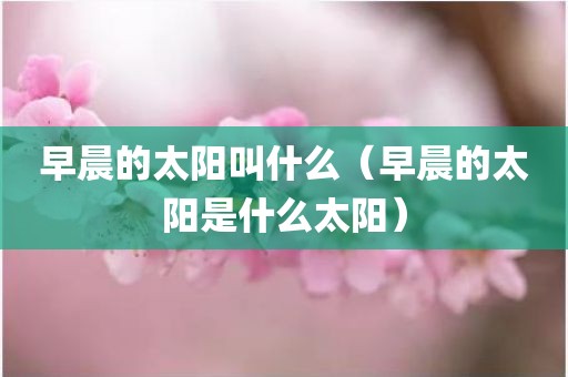 早晨的太阳叫什么（早晨的太阳是什么太阳）