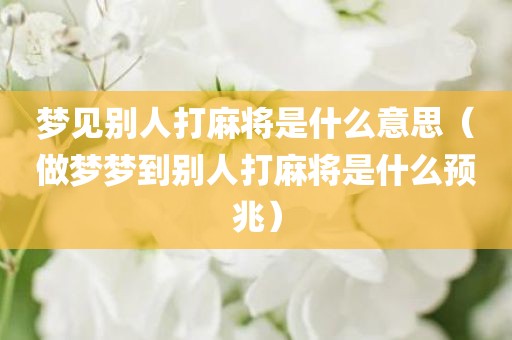 梦见别人打麻将是什么意思（做梦梦到别人打麻将是什么预兆）