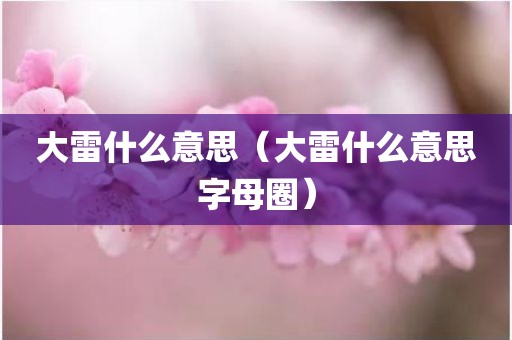 大雷什么意思（大雷什么意思字母圈）