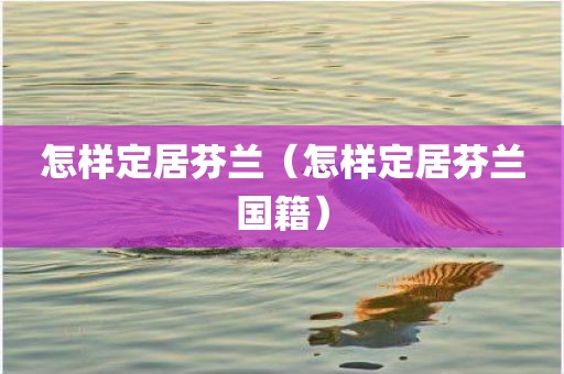 怎样定居芬兰（怎样定居芬兰国籍）