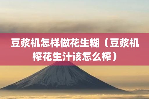 豆浆机怎样做花生糊（豆浆机榨花生汁该怎么榨）