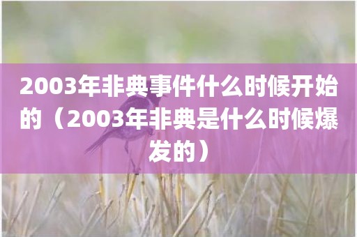 2003年非典事件什么时候开始的（2003年非典是什么时候爆发的）