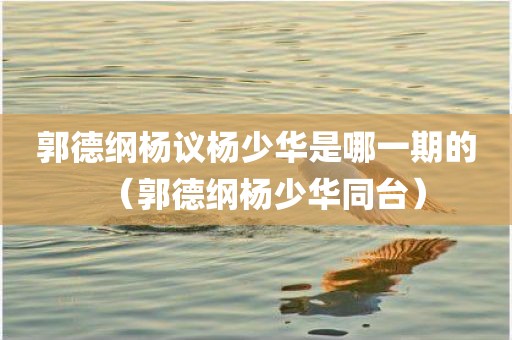 郭德纲杨议杨少华是哪一期的（郭德纲杨少华同台）